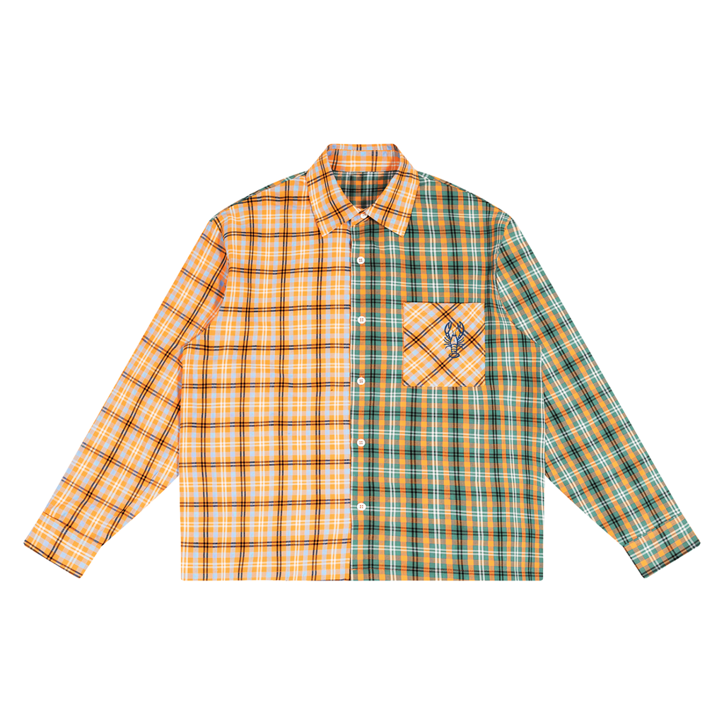 Unisex Oversized Plaid Color Block Shirt