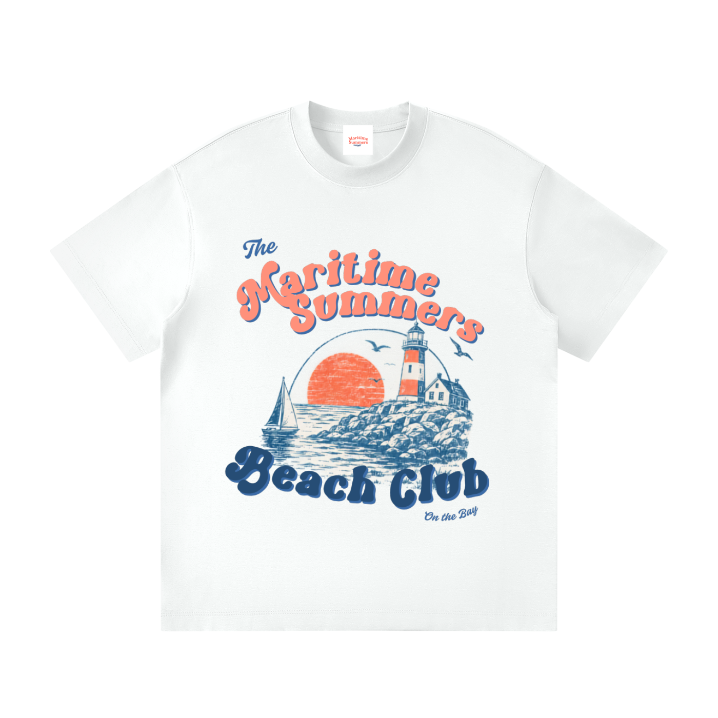 'Beach Club' Loose Fit Crewneck T-Shirt