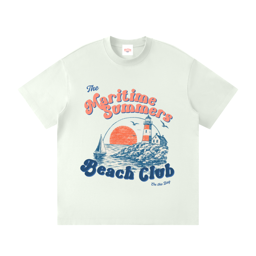 'Beach Club' Loose Fit Crewneck T-Shirt