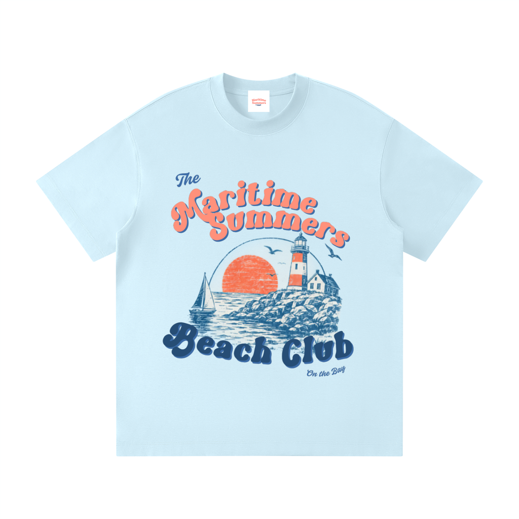 'Beach Club' Loose Fit Crewneck T-Shirt