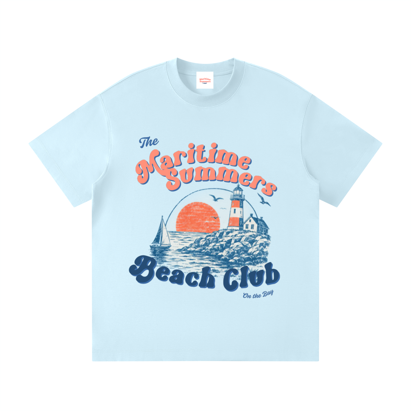 'Beach Club' Loose Fit Crewneck T-Shirt