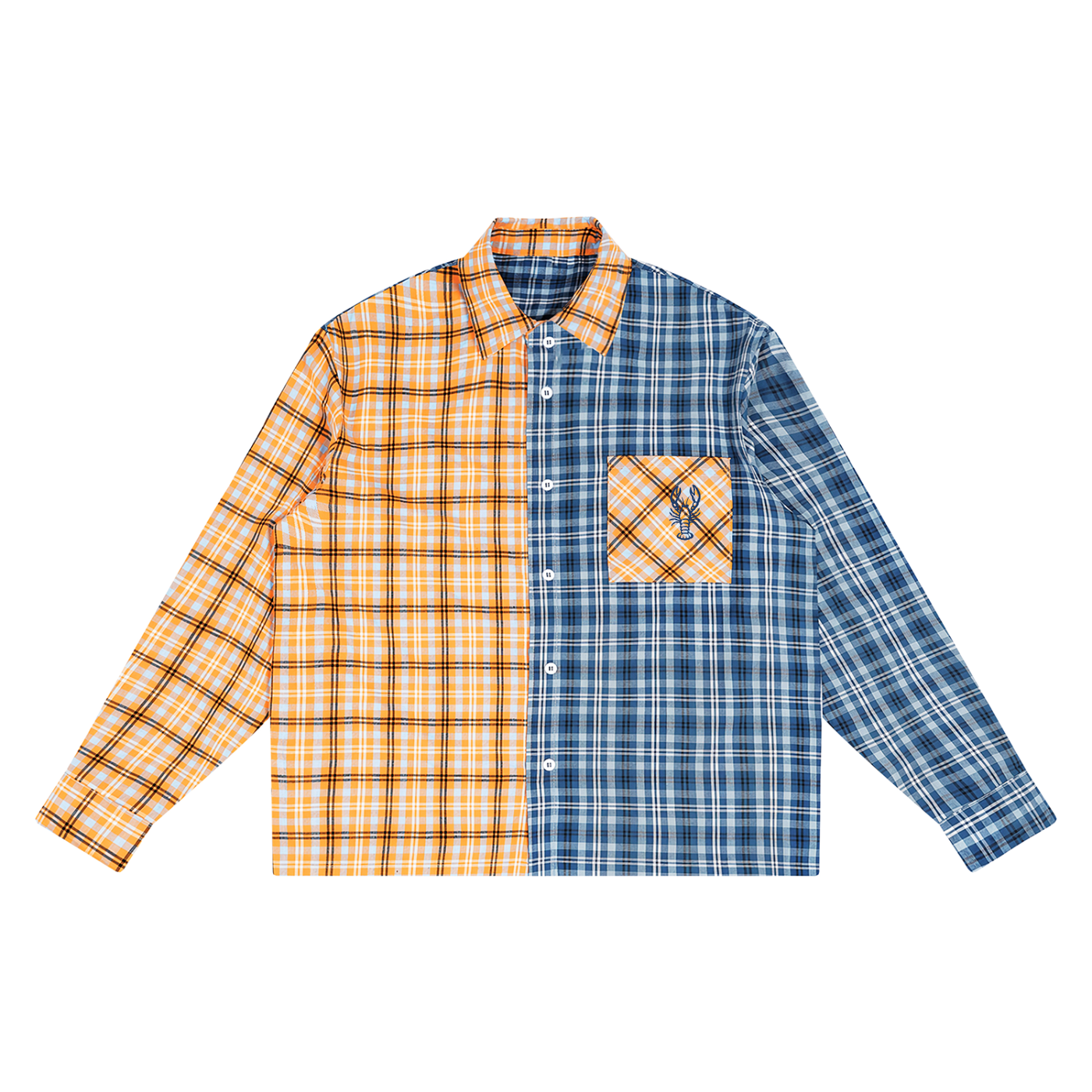 Unisex Oversized Plaid Color Block Shirt
