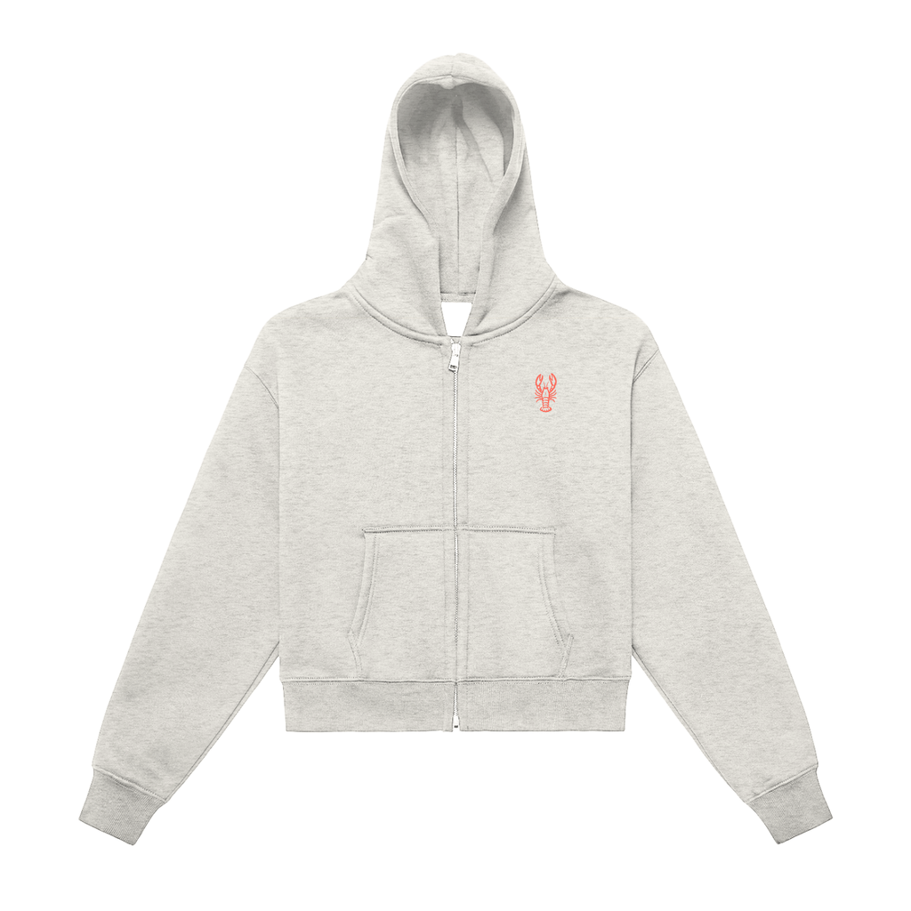 Women's Fleeced Zip-Up Cropped Hoodie