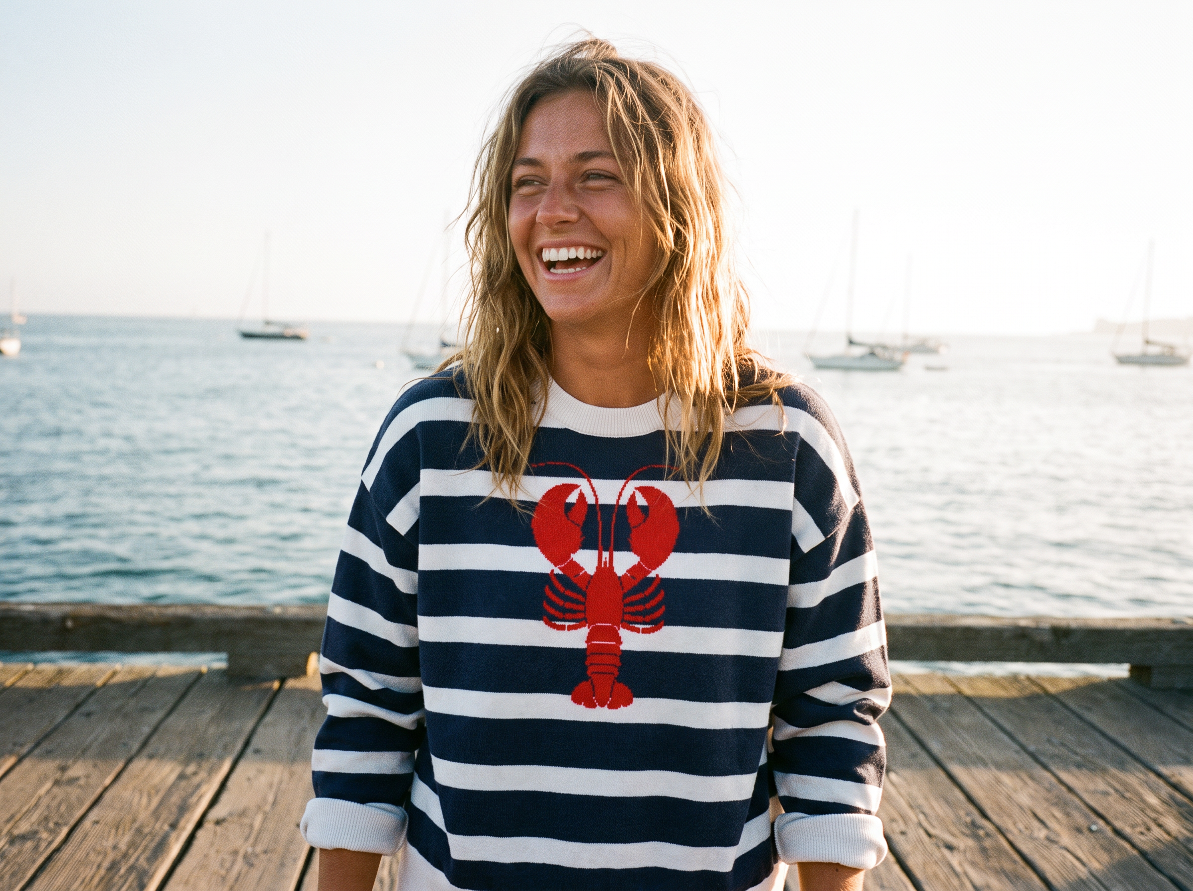 Relaxed fit knitted crew neck sweater