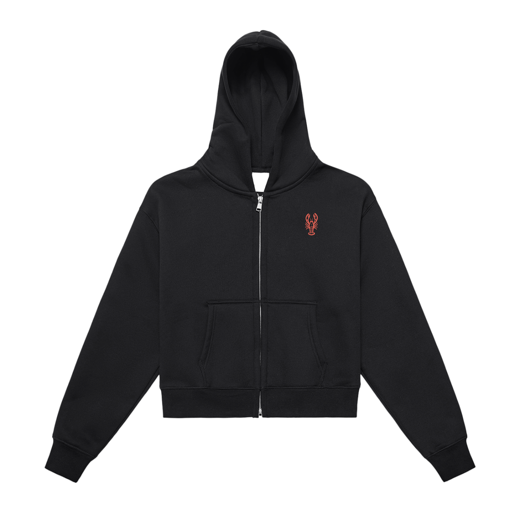Women's Fleeced Zip-Up Cropped Hoodie