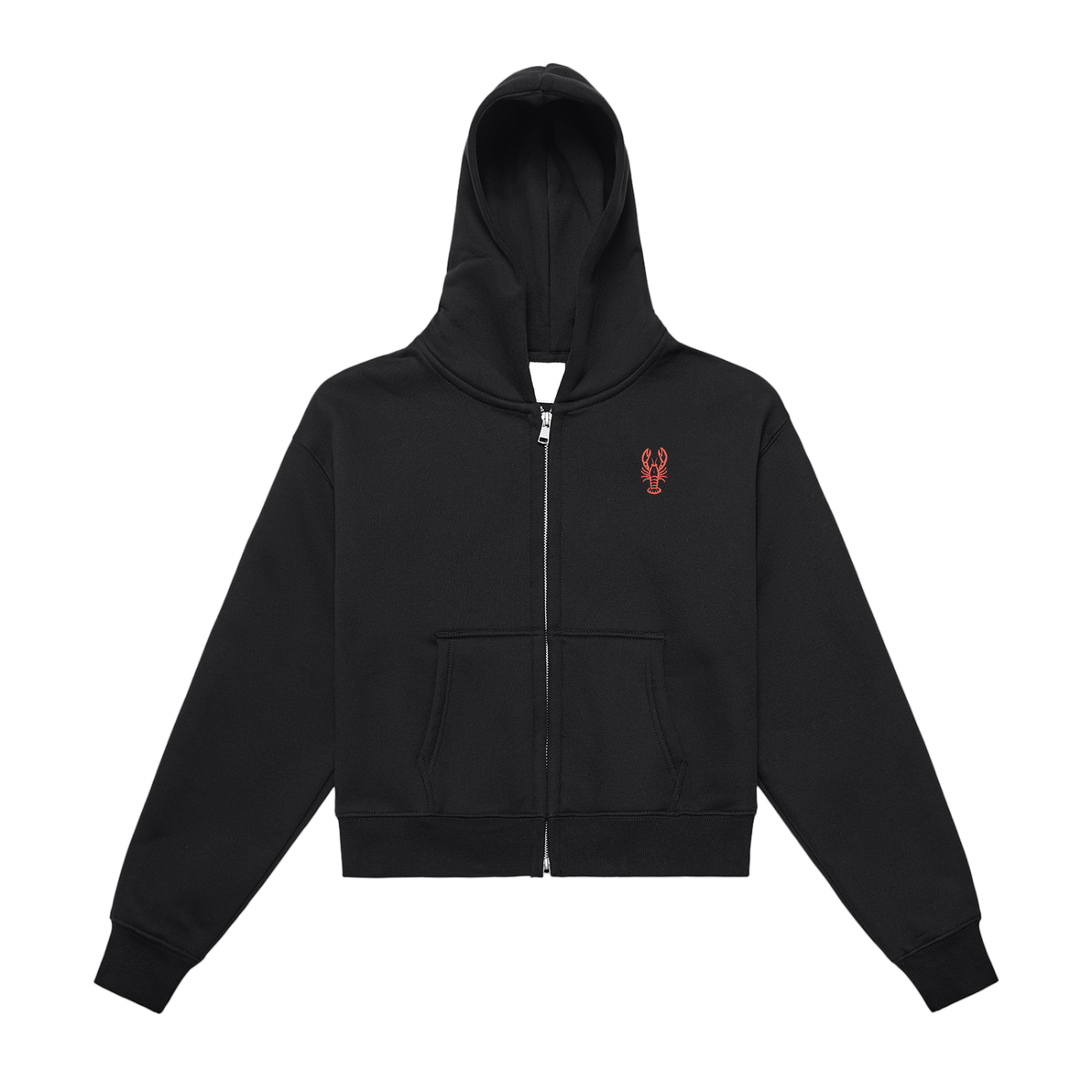 Women's Fleeced Zip-Up Cropped Hoodie
